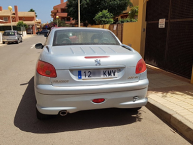 Peugeot 206cc with new Spanish plates fitted New Plates fitted to Peugeot 206cc